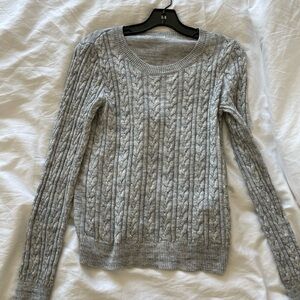 Gray A&F Cable Sweater